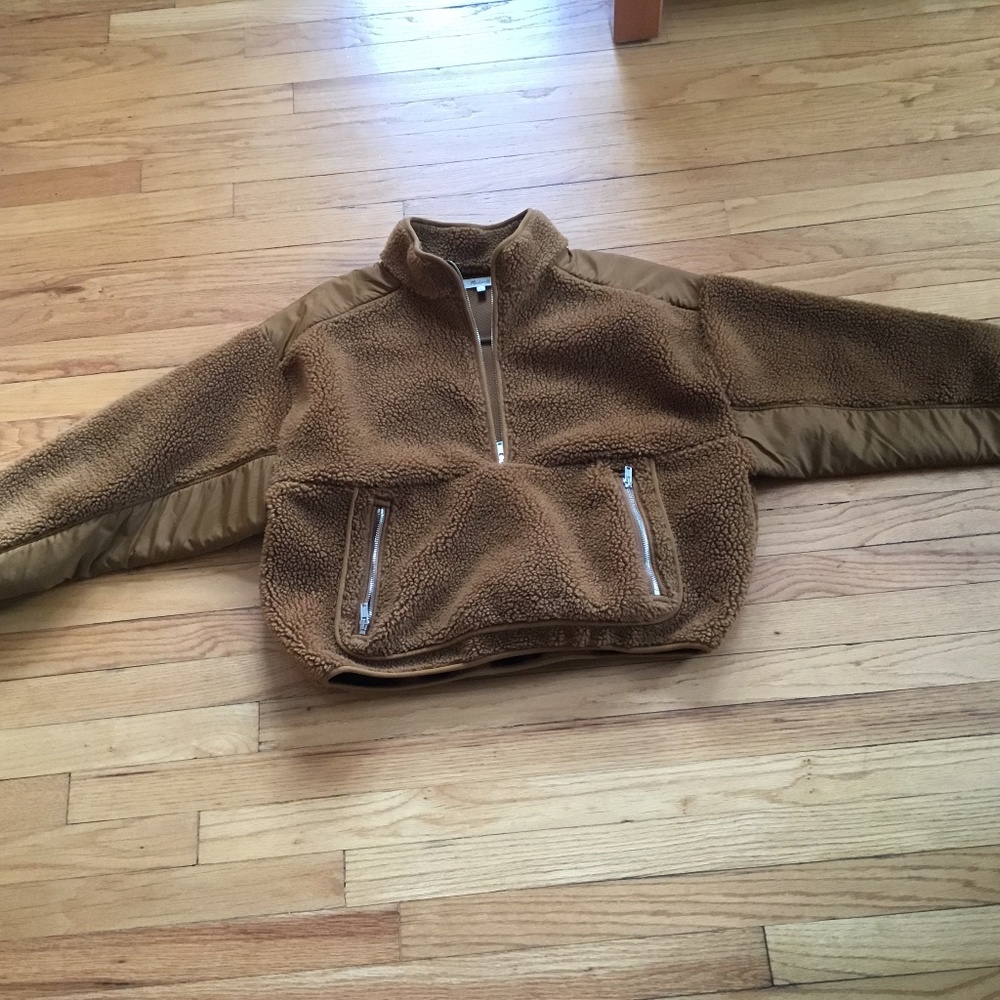 Madewell Faux Shearling half zip pullover w/ kangaroo pockets